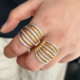 Chunky zircon bicolor ring