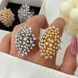Pave chunky flower ring