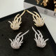Pave zircon leaf earrings