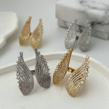 Pave chunky wing ring