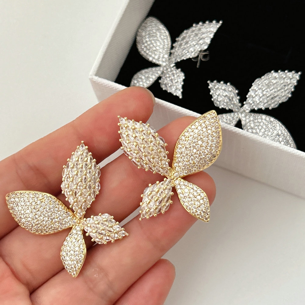 Chunky pave butterfly earrings