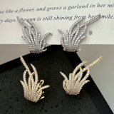 Pave zircon leaf earrings