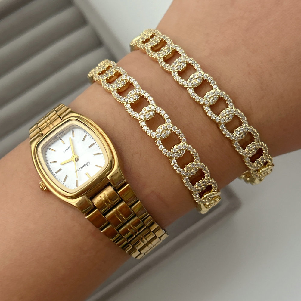 Pave zircon cuban chain cuff