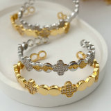 Pave clover cuff