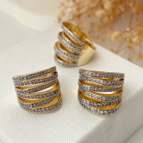 Pave chunky twist bicolor ring
