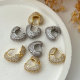 Mini pave zircon heart earrings