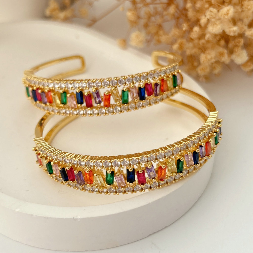 Pave colorful zircon cuff