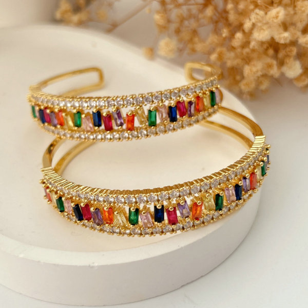 Pave colorful zircon cuff