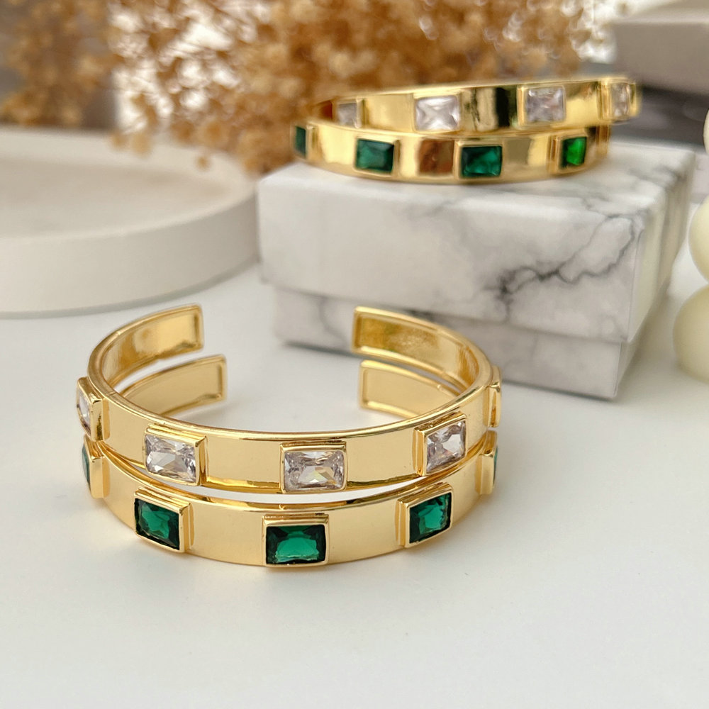 Pave square zircon cuff
