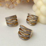 Pave chunky twist bicolor ring