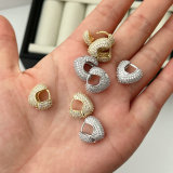 Mini pave zircon heart earrings