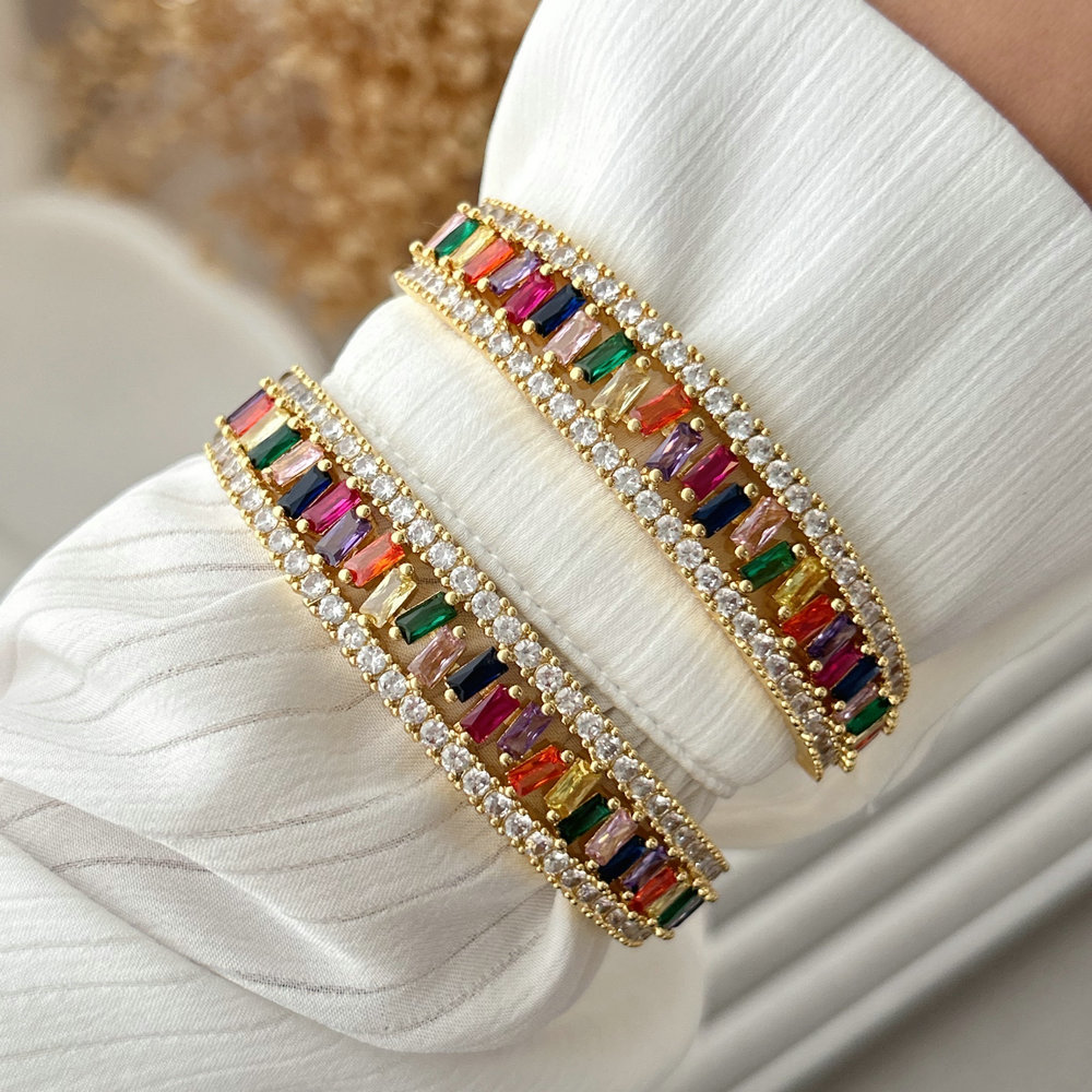 Pave colorful zircon cuff