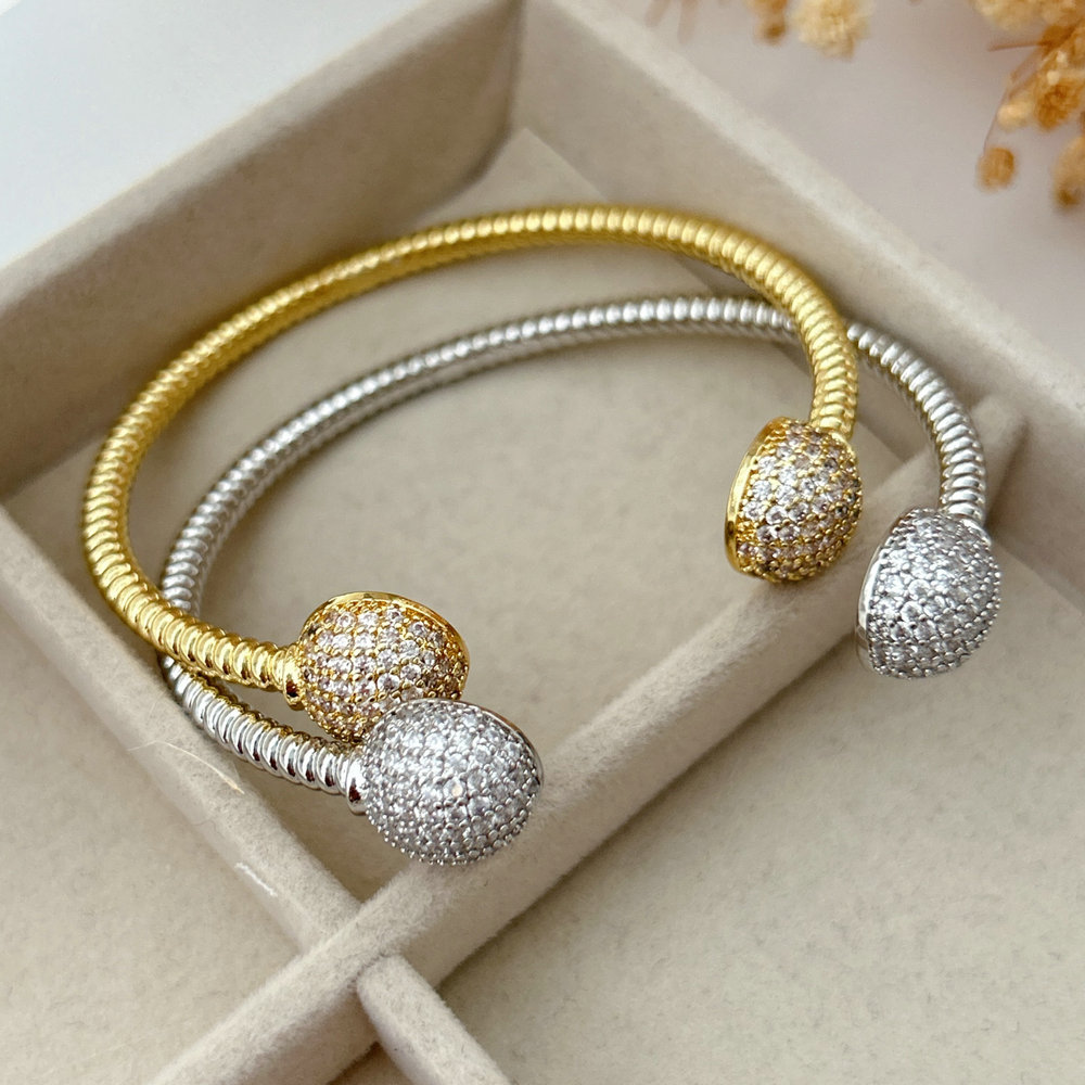 Pave zircon ball bangle