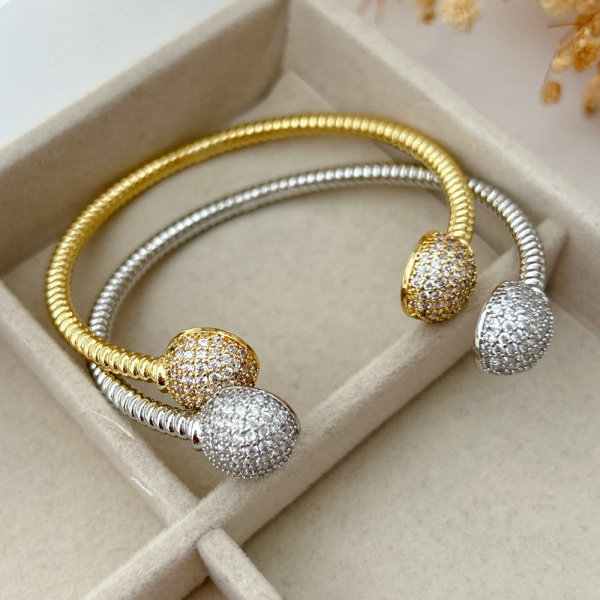Pave zircon ball bangle