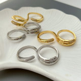 Pave twist circle ring