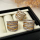 Pave chunky twist bicolor ring