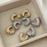 Mini pave zircon heart earrings