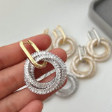 Pave circle charm earrings