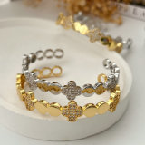 Pave clover cuff