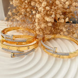 Pave bicolor nail bangle