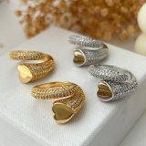 Pave heart ring
