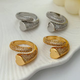 Pave heart ring