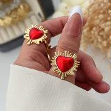 Enamel heart ring
