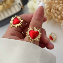 Enamel heart ring