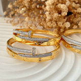 Pave bicolor nail bangle