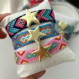 Handmade rope bracelet with star heart cross charm