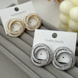 Pave circle earrings