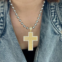 Stainless steel ball chain with big cross pendant