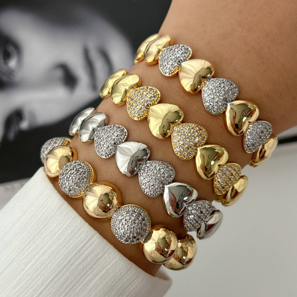 Pave heart zircon cuff
