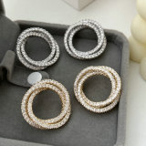Pave zircon circle earrings