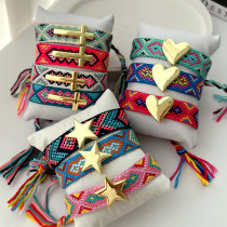 Handmade rope bracelet with star heart cross charm