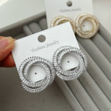 Pave circle earrings