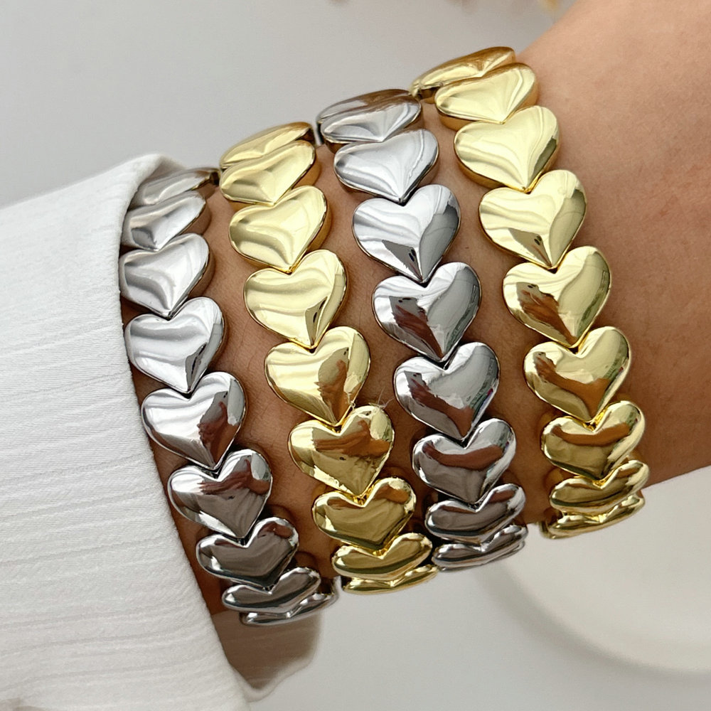 Metal heart elastic bracelet