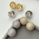 Pave zircon ball earrings