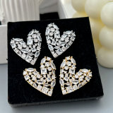 Pave zircon heart earrings