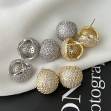 Pave zircon ball earrings