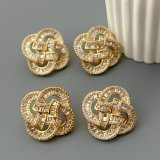 Pave zircon flower earrings