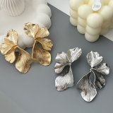 Chunky metal leaf earrings