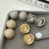 Pave zircon ball earrings