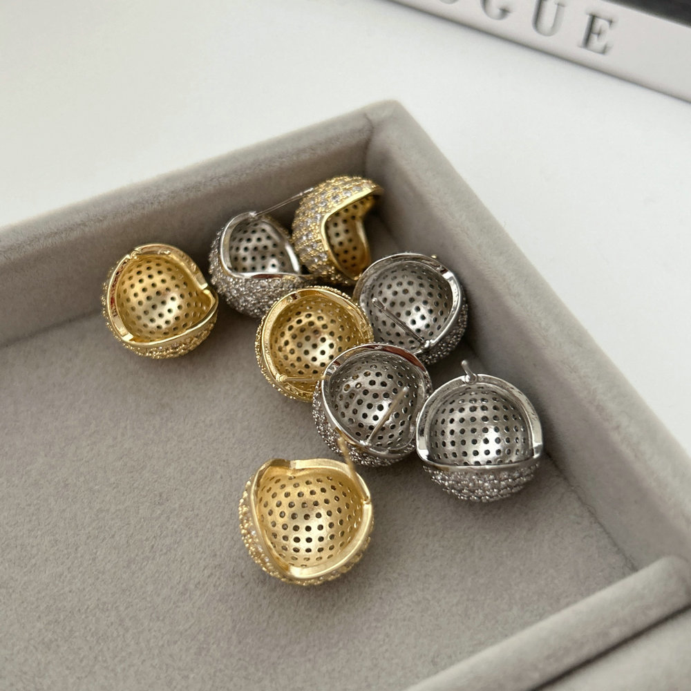 Pave zircon ball earrings