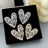 Pave zircon heart earrings