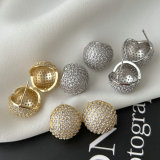 Pave zircon ball earrings