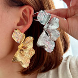 Chunky metal leaf earrings