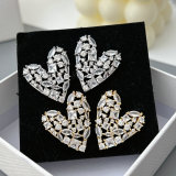 Pave zircon heart earrings