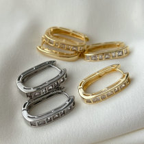 Pave zircon square hoop