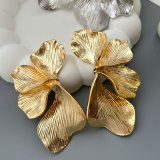 Chunky metal leaf earrings